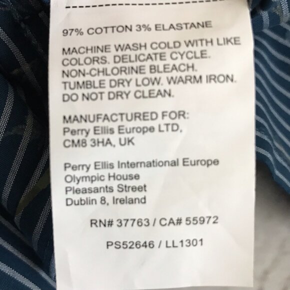 Perry‎ Ellis Men's Blue Floral Print Stretch Shirt – Size Small NWT - Picture 10 of 10